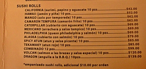 cafe california sushi menu